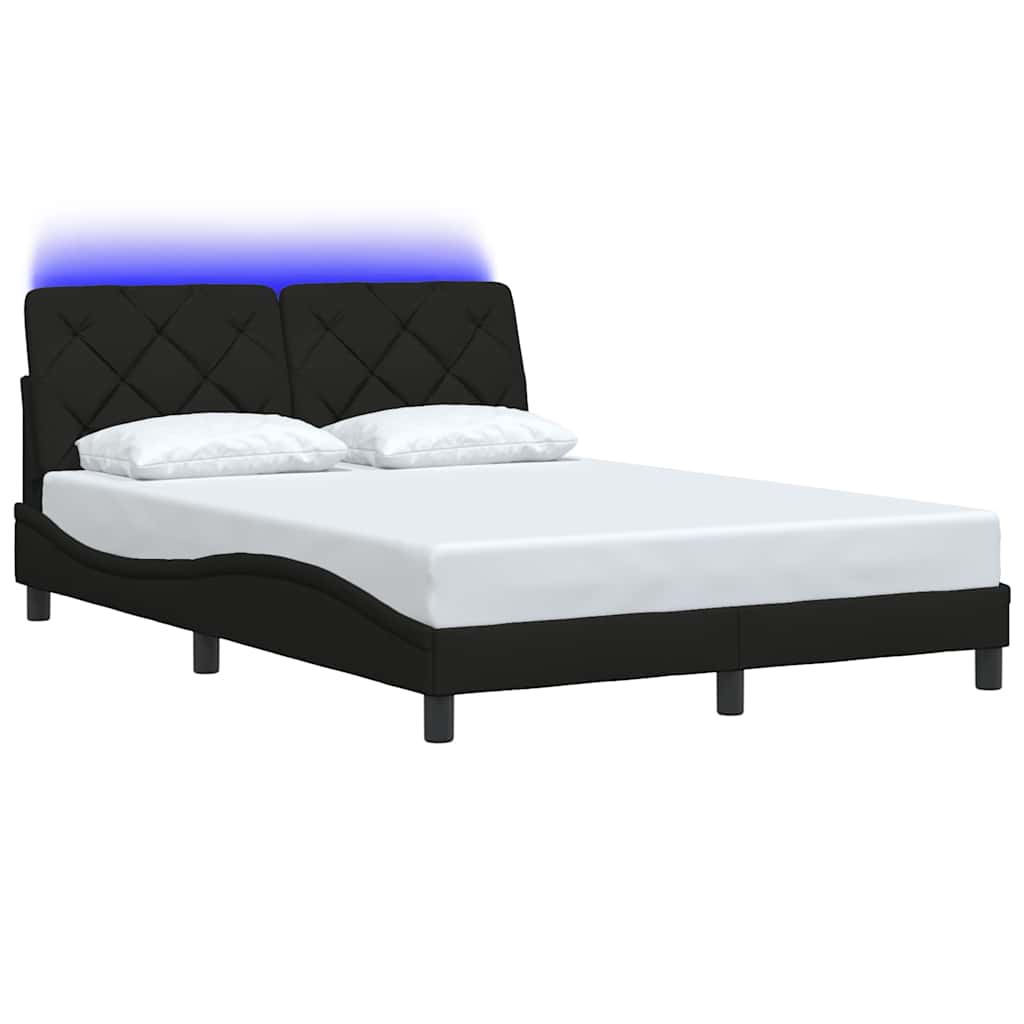 Cadre de lit avec LED sans matelas noir 140x190 cm tissu - XIOS