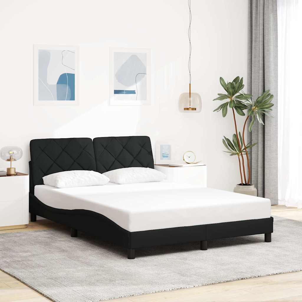Cadre de lit avec LED sans matelas noir 140x190 cm tissu - XIOS
