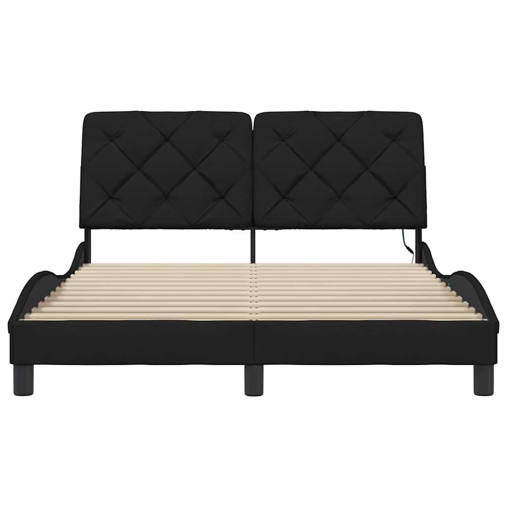 Cadre de lit avec LED sans matelas noir 140x190 cm tissu - XIOS