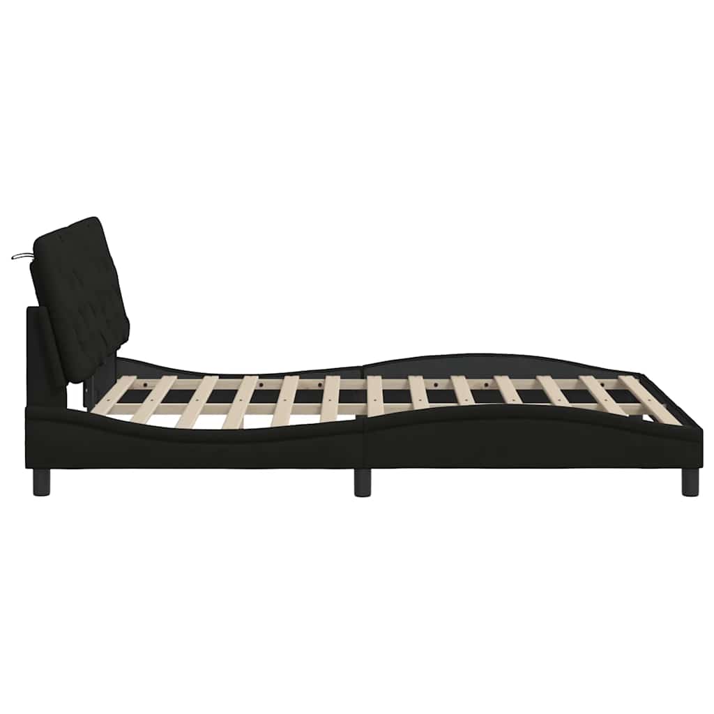 Cadre de lit avec LED sans matelas noir 140x190 cm tissu - XIOS