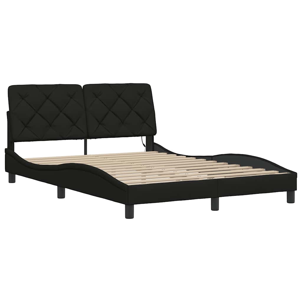 Cadre de lit avec LED sans matelas noir 140x190 cm tissu - XIOS