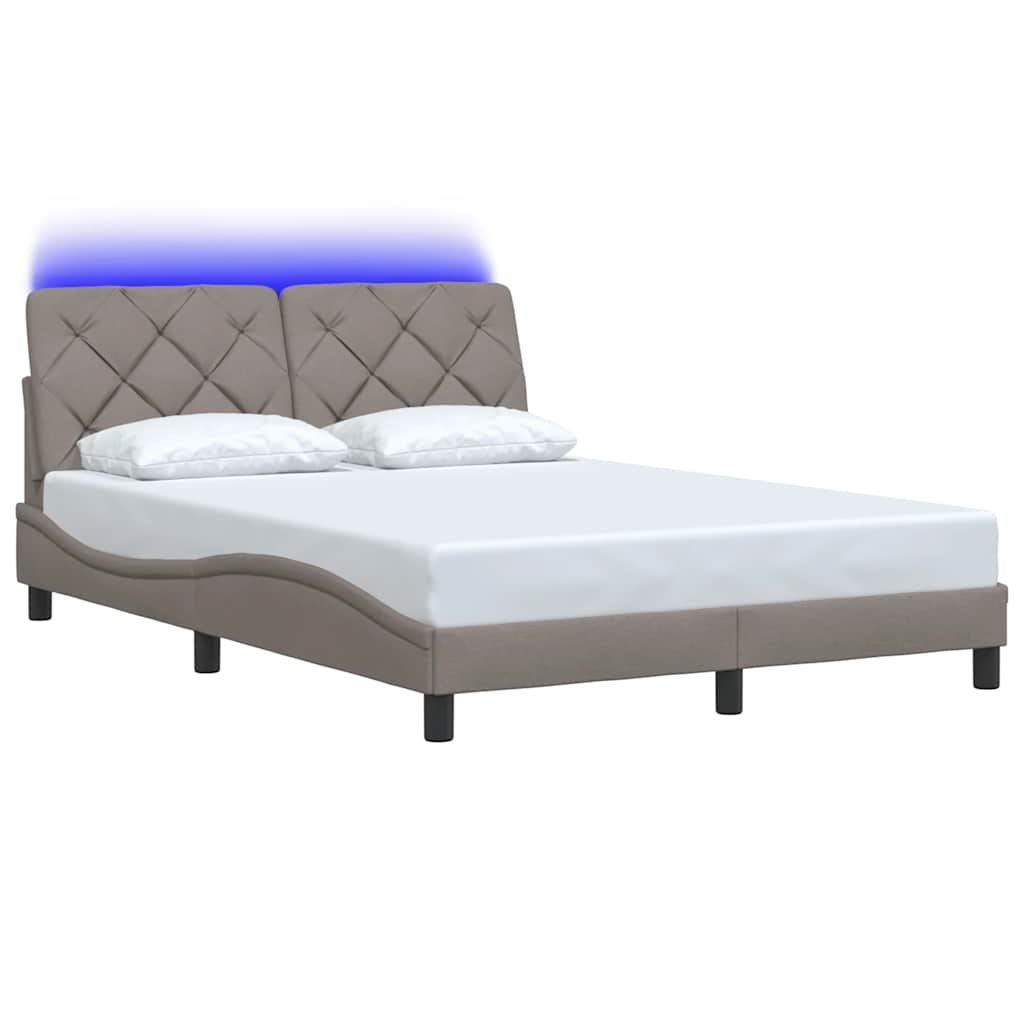 Cadre de lit avec LED sans matelas taupe 140x190 cm tissu - XIOS