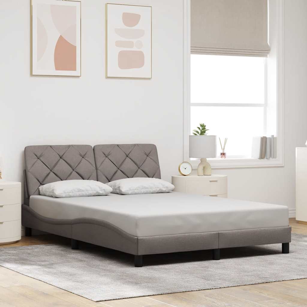 Cadre de lit avec LED sans matelas taupe 140x190 cm tissu - XIOS