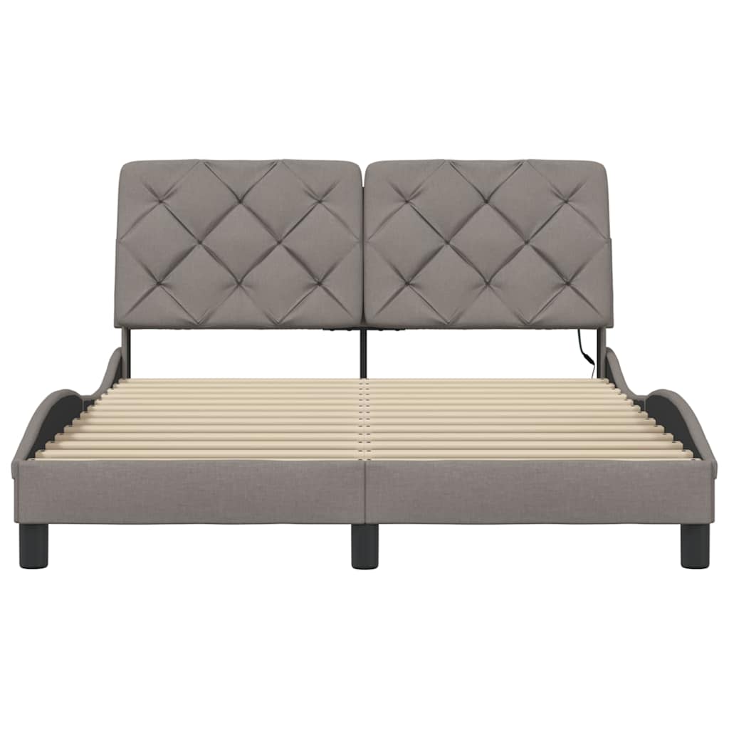 Cadre de lit avec LED sans matelas taupe 140x190 cm tissu - XIOS
