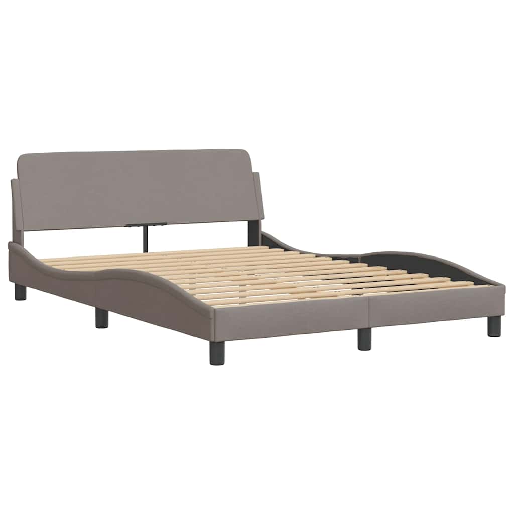 Cadre de lit avec LED sans matelas taupe 140x190 cm tissu - XIOS