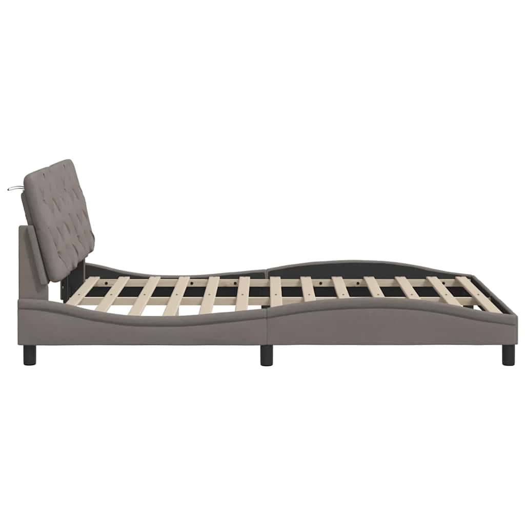 Cadre de lit avec LED sans matelas taupe 140x190 cm tissu - XIOS