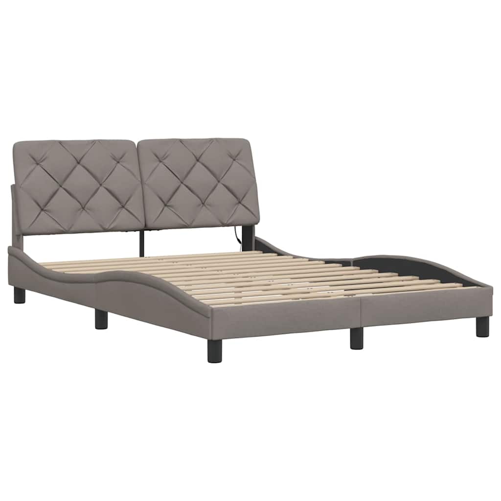Cadre de lit avec LED sans matelas taupe 140x190 cm tissu - XIOS