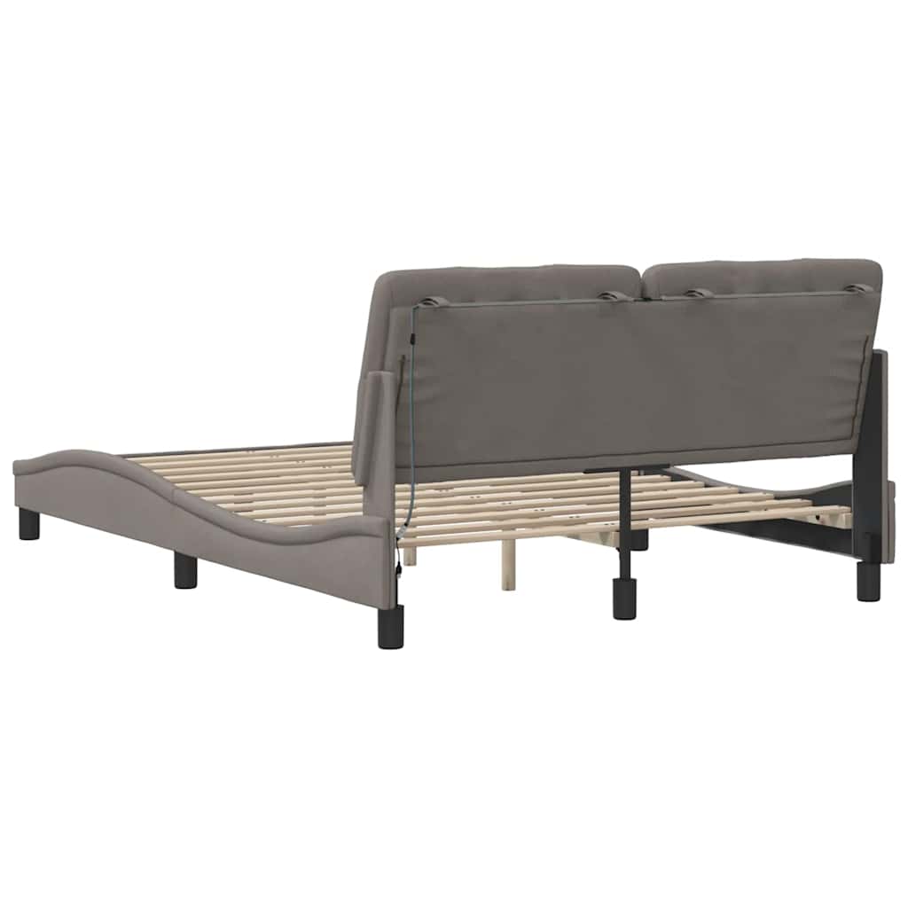 Cadre de lit avec LED sans matelas taupe 140x190 cm tissu - XIOS