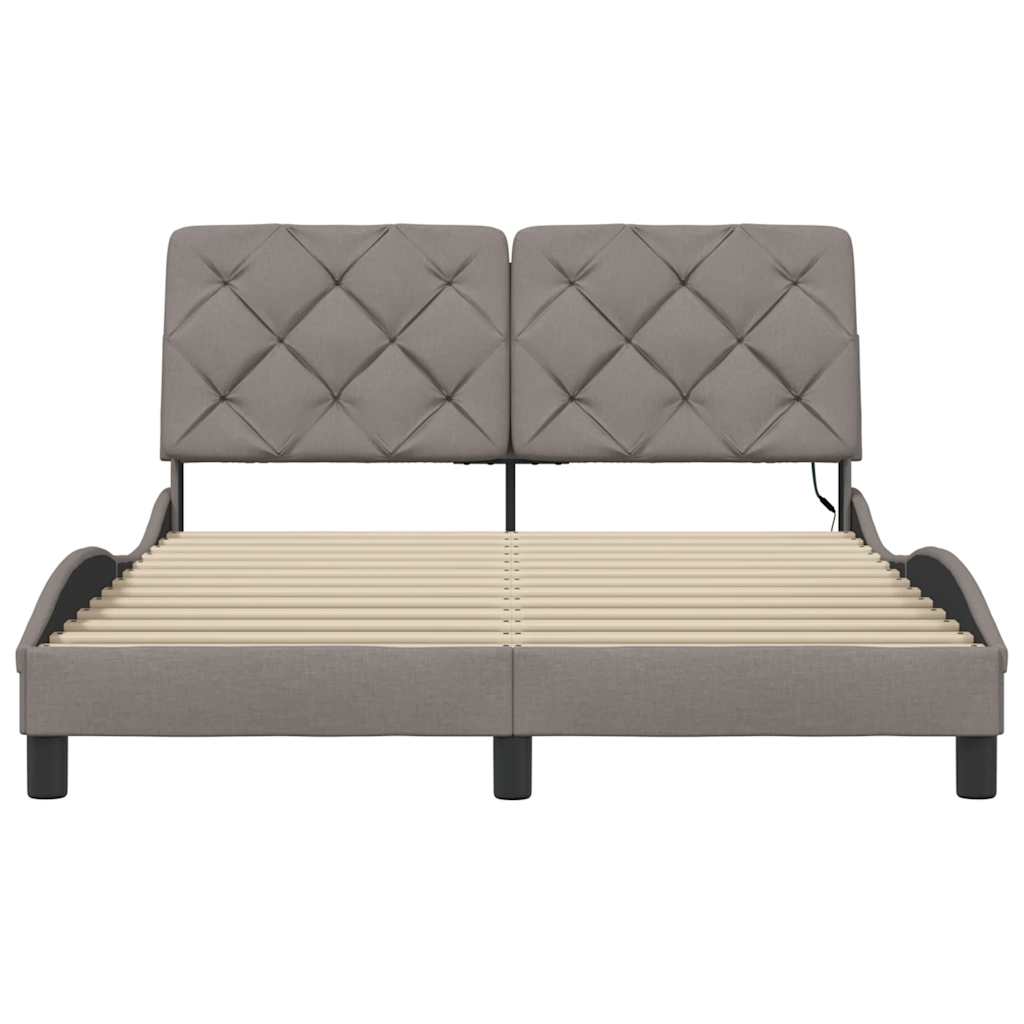 Cadre de lit avec LED sans matelas taupe 140x200 cm tissu - XIOS