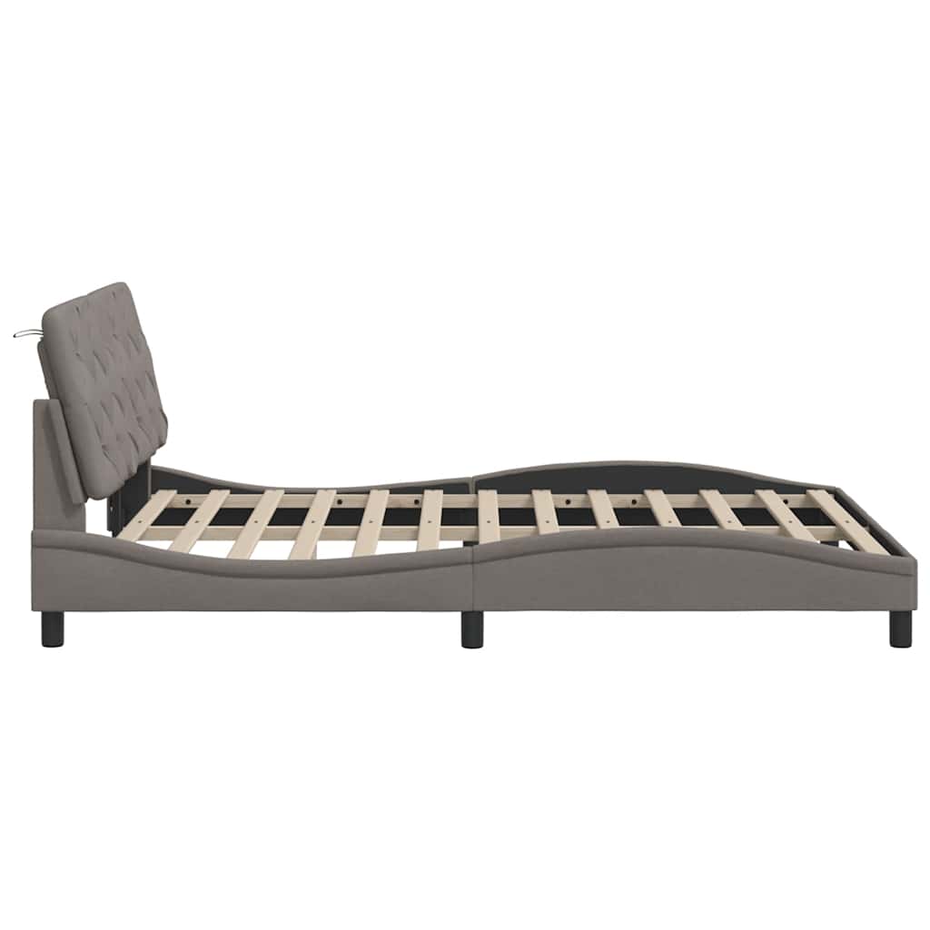 Cadre de lit avec LED sans matelas taupe 140x200 cm tissu - XIOS
