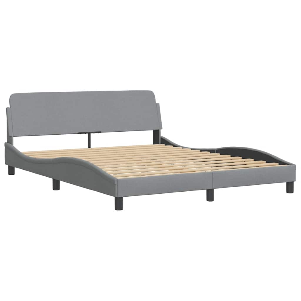 Cadre de lit avec LED sans matelas gris clair 160x200 cm tissu - XIOS