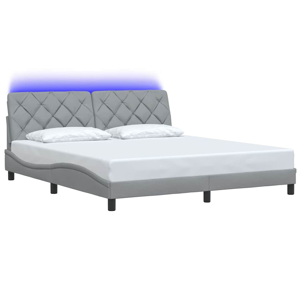 Cadre de lit avec LED sans matelas gris clair 180x200 cm tissu - XIOS