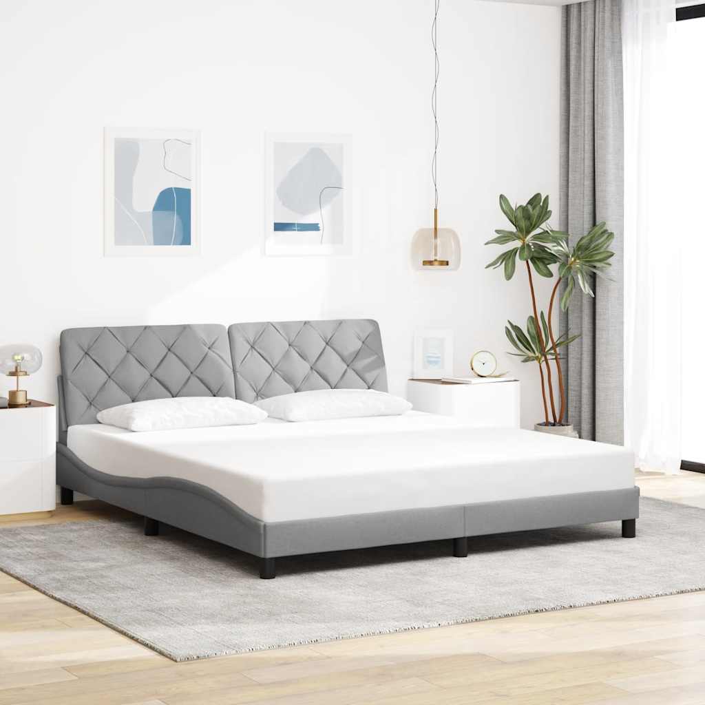 Cadre de lit avec LED sans matelas gris clair 180x200 cm tissu - XIOS