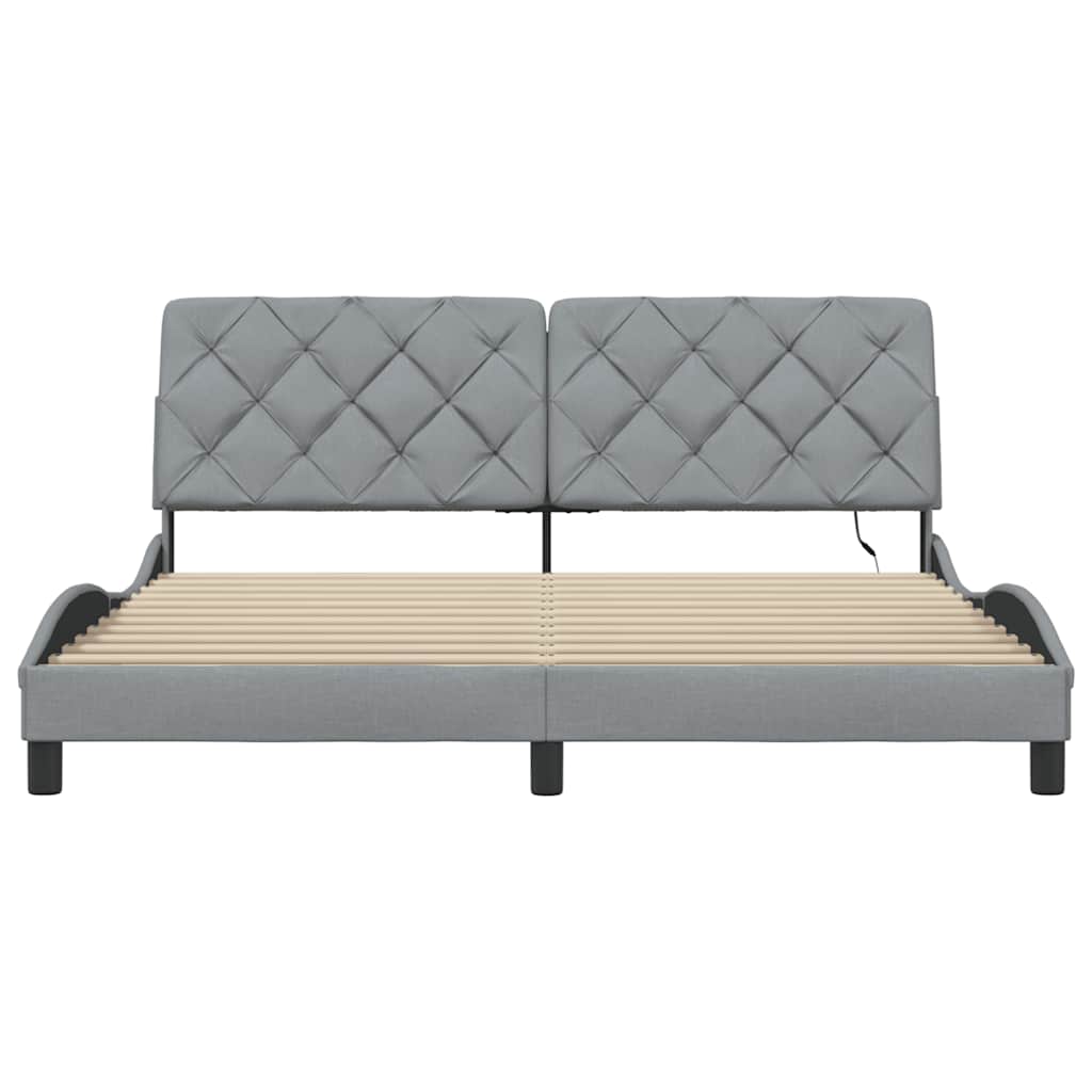 Cadre de lit avec LED sans matelas gris clair 180x200 cm tissu - XIOS