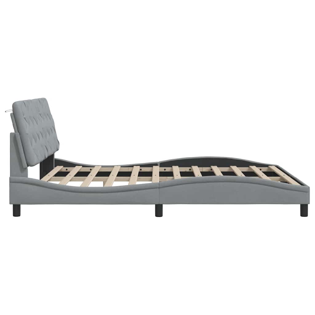 Cadre de lit avec LED sans matelas gris clair 180x200 cm tissu - XIOS