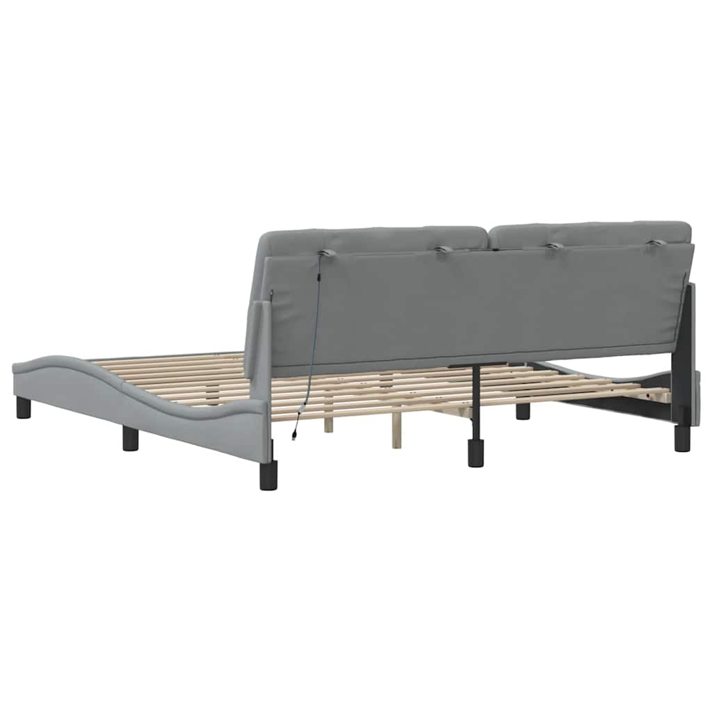Cadre de lit avec LED sans matelas gris clair 180x200 cm tissu - XIOS