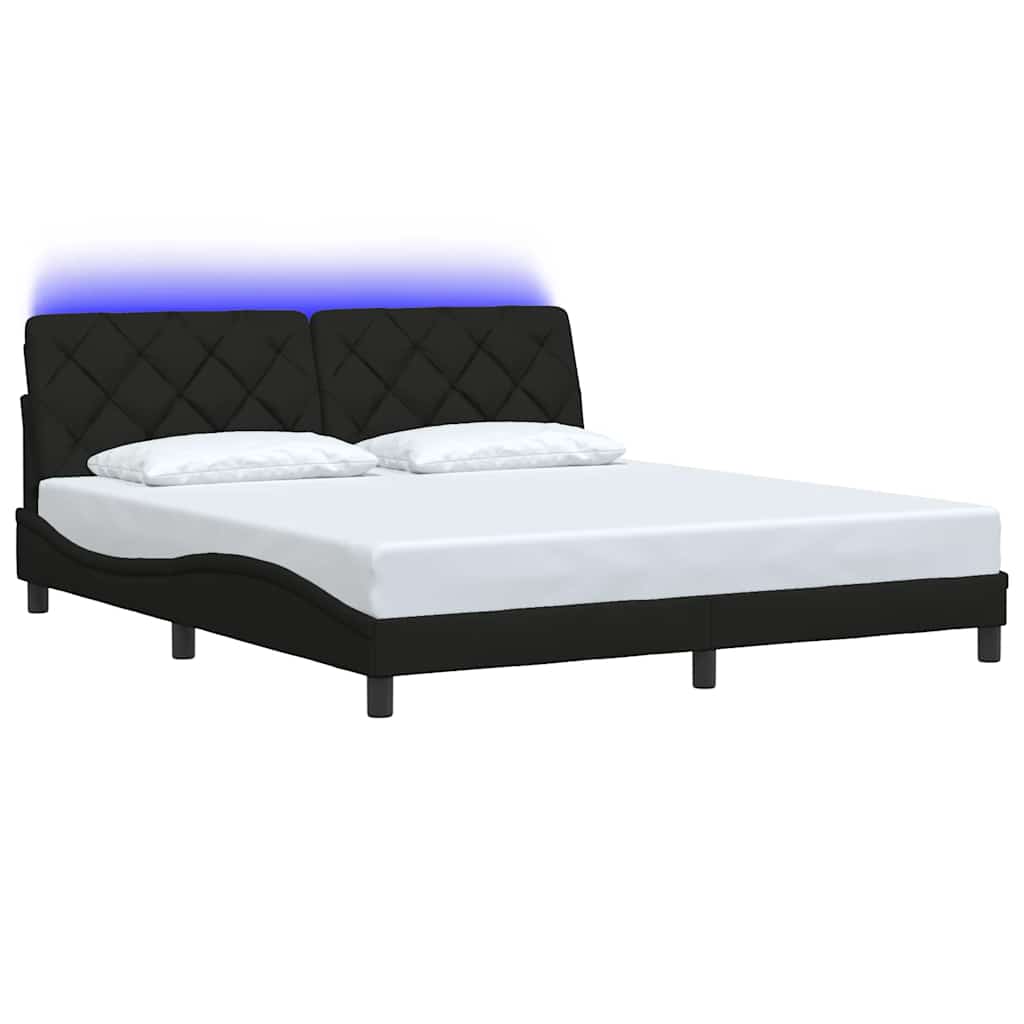 Cadre de lit avec LED sans matelas noir 180x200 cm tissu - XIOS