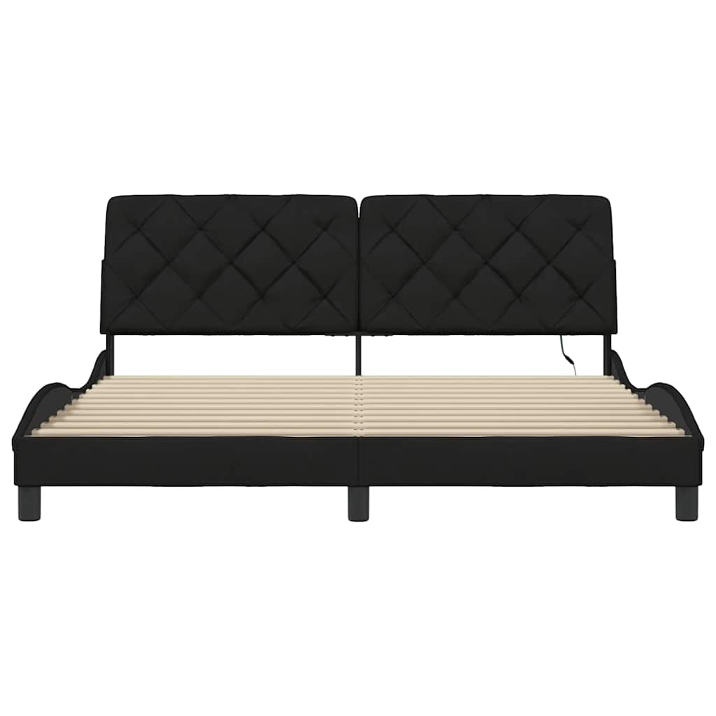 Cadre de lit avec LED sans matelas noir 180x200 cm tissu - XIOS