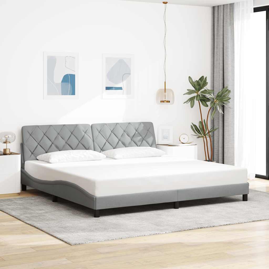 Cadre de lit avec LED sans matelas gris clair 200x200 cm tissu - XIOS