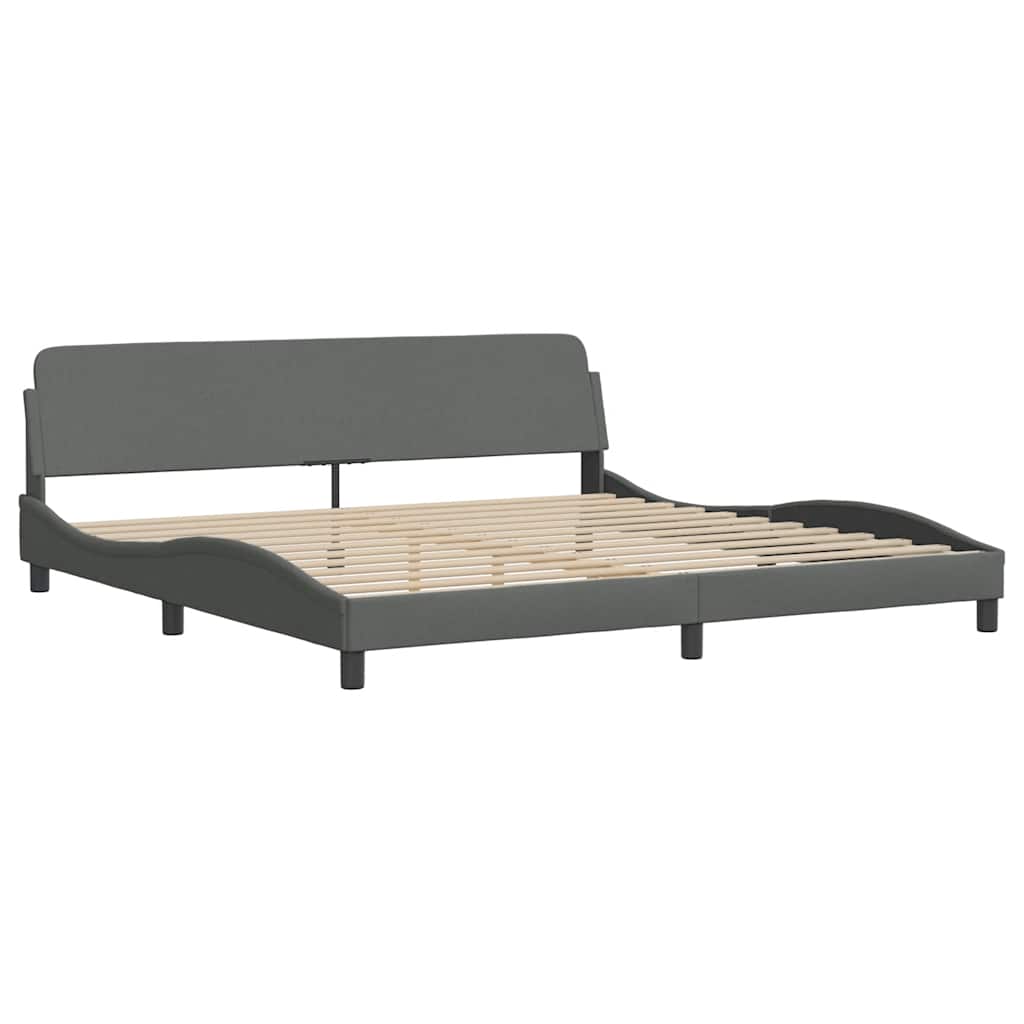 Cadre de lit avec LED sans matelas gris foncé 200x200 cm tissu - XIOS