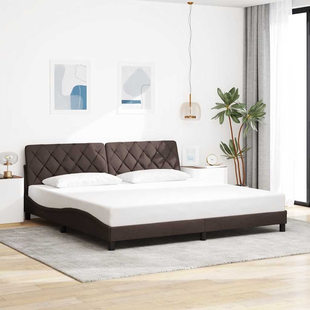 Cadre de lit avec LED sans matelas marron foncé 200x200cm tissu