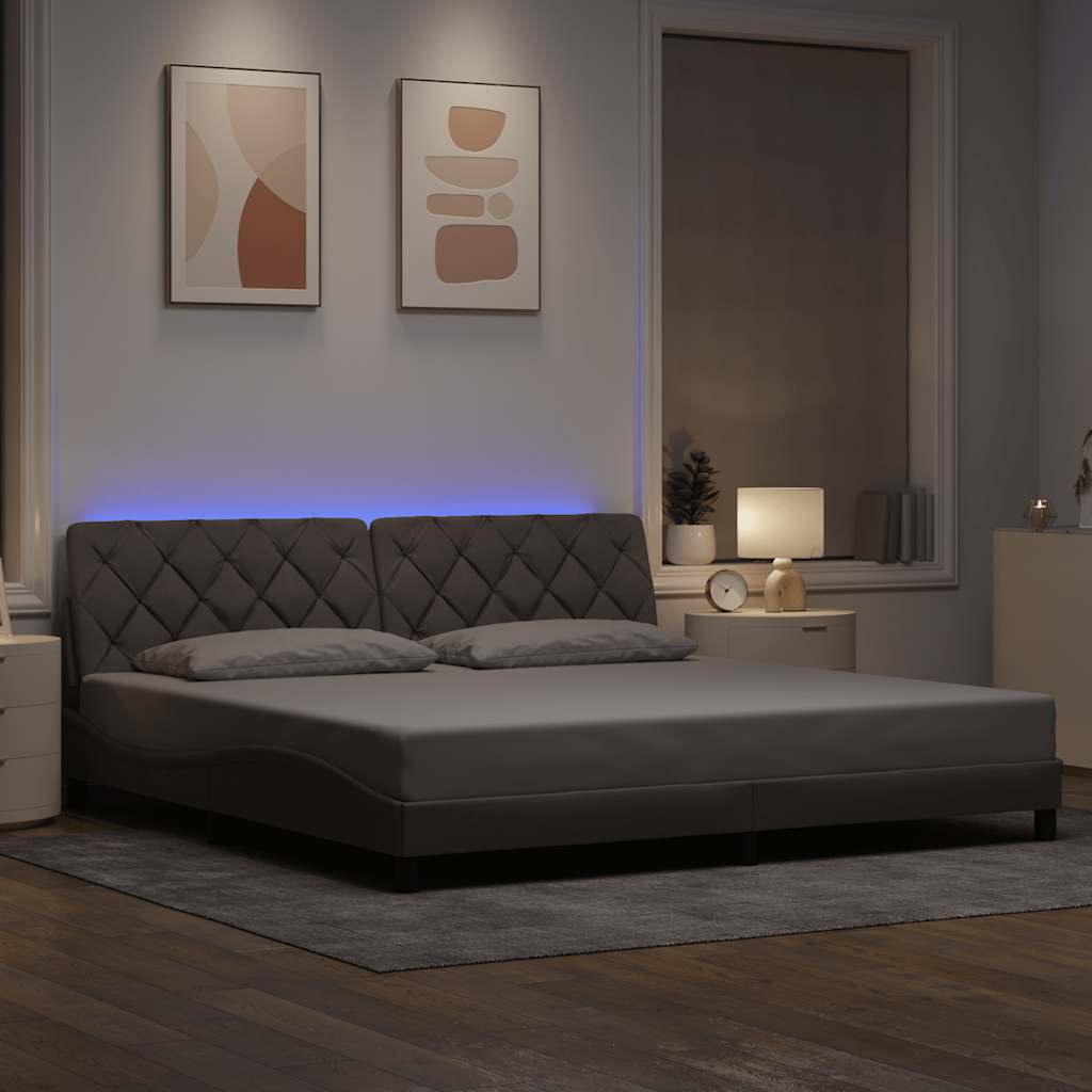 Cadre de lit avec LED sans matelas taupe 200x200 cm tissu - XIOS