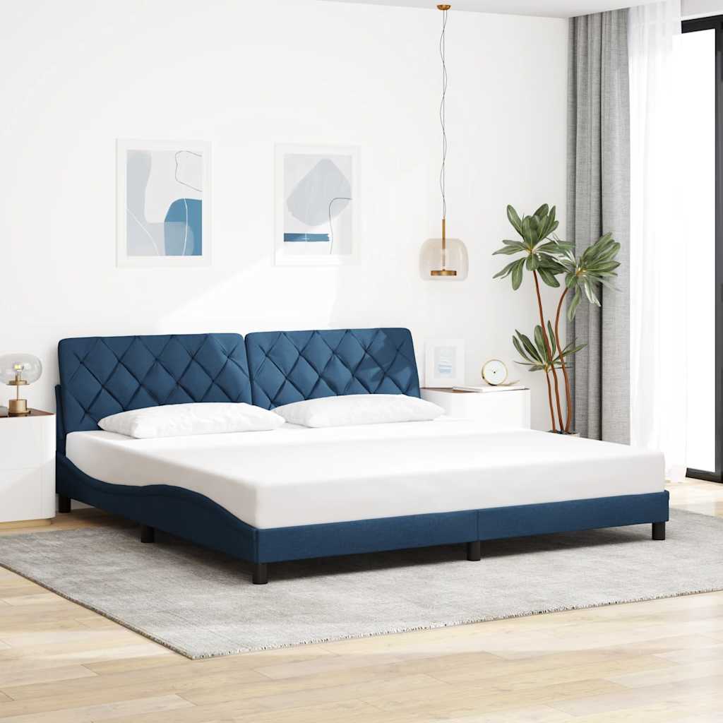 Cadre de lit avec LED sans matelas bleu 200x200 cm tissu - XIOS