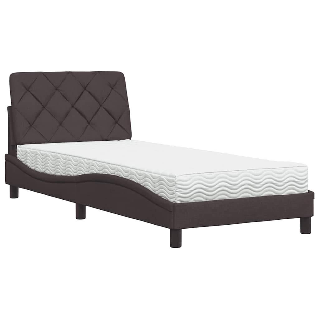 Lit avec matelas marron foncé 80x200 cm tissu - XIOS