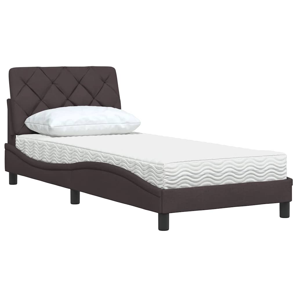 Lit avec matelas marron foncé 80x200 cm tissu - XIOS