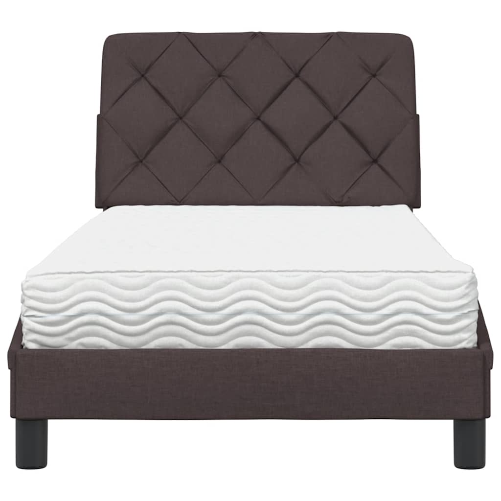 Lit avec matelas marron foncé 80x200 cm tissu - XIOS