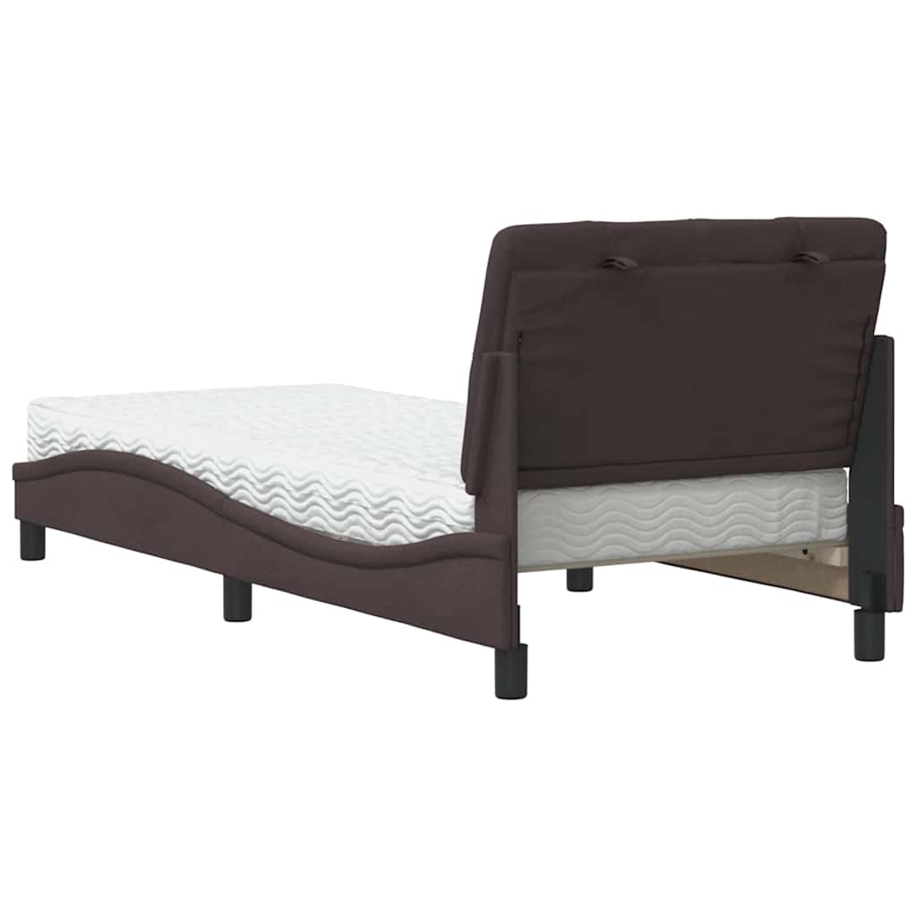 Lit avec matelas marron foncé 80x200 cm tissu - XIOS