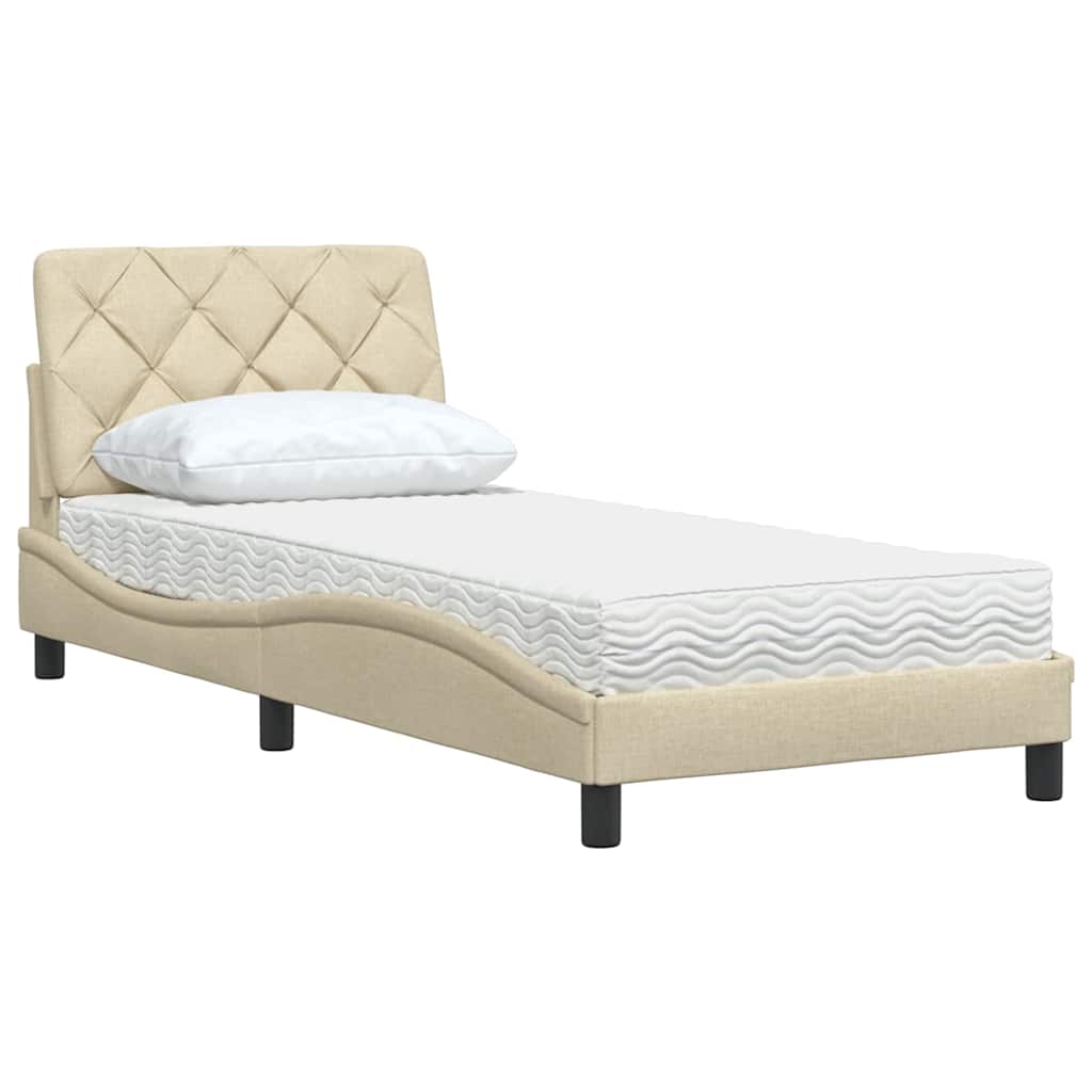 Lit avec matelas crème 80x200 cm tissu - XIOS