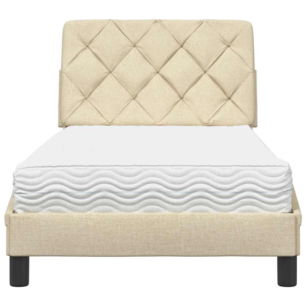Lit avec matelas crème 80x200 cm tissu - XIOS
