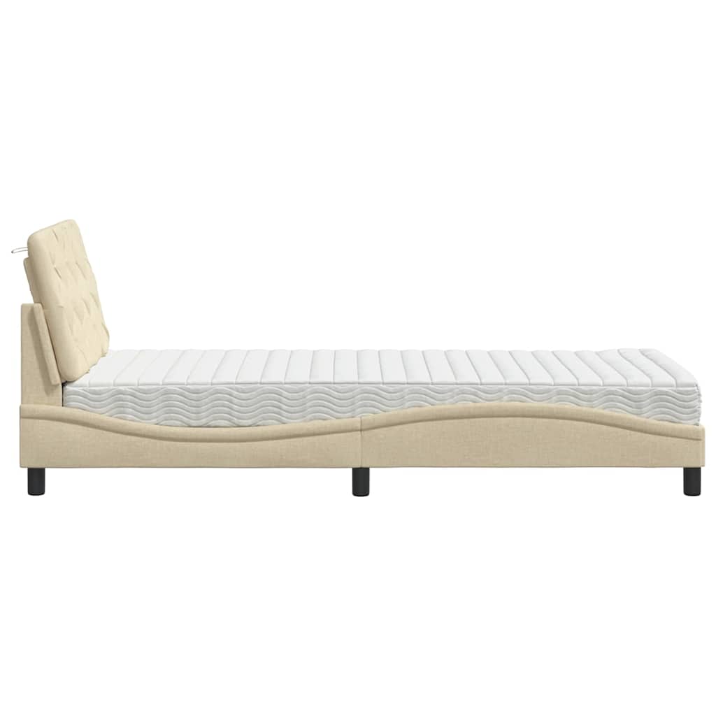 Lit avec matelas crème 80x200 cm tissu - XIOS