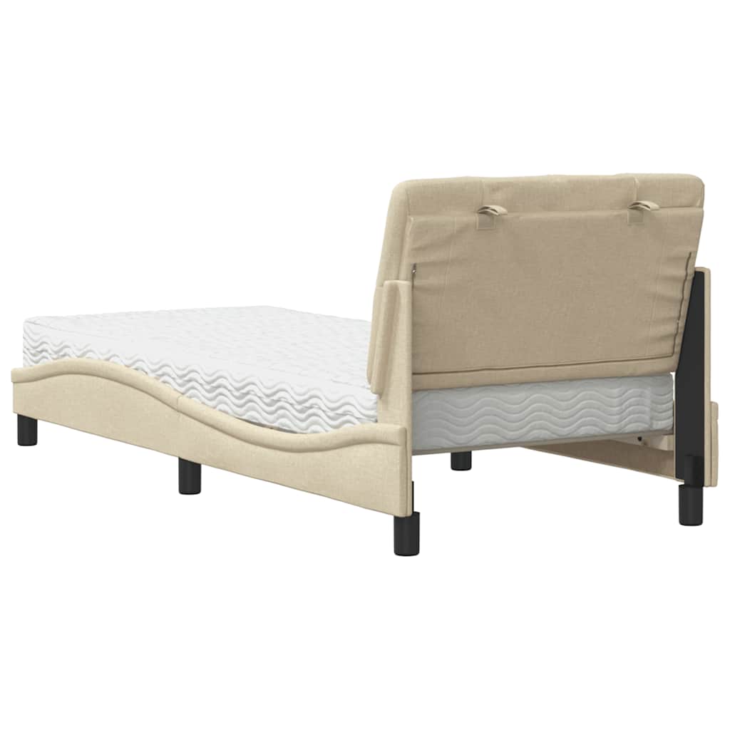 Lit avec matelas crème 80x200 cm tissu - XIOS
