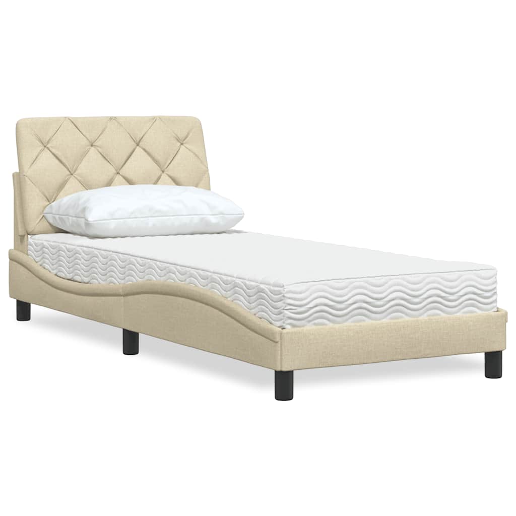 Lit avec matelas crème 80x200 cm tissu - XIOS