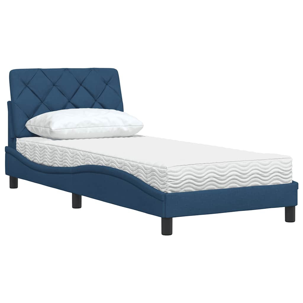 Lit avec matelas bleu 80x200 cm tissu - XIOS