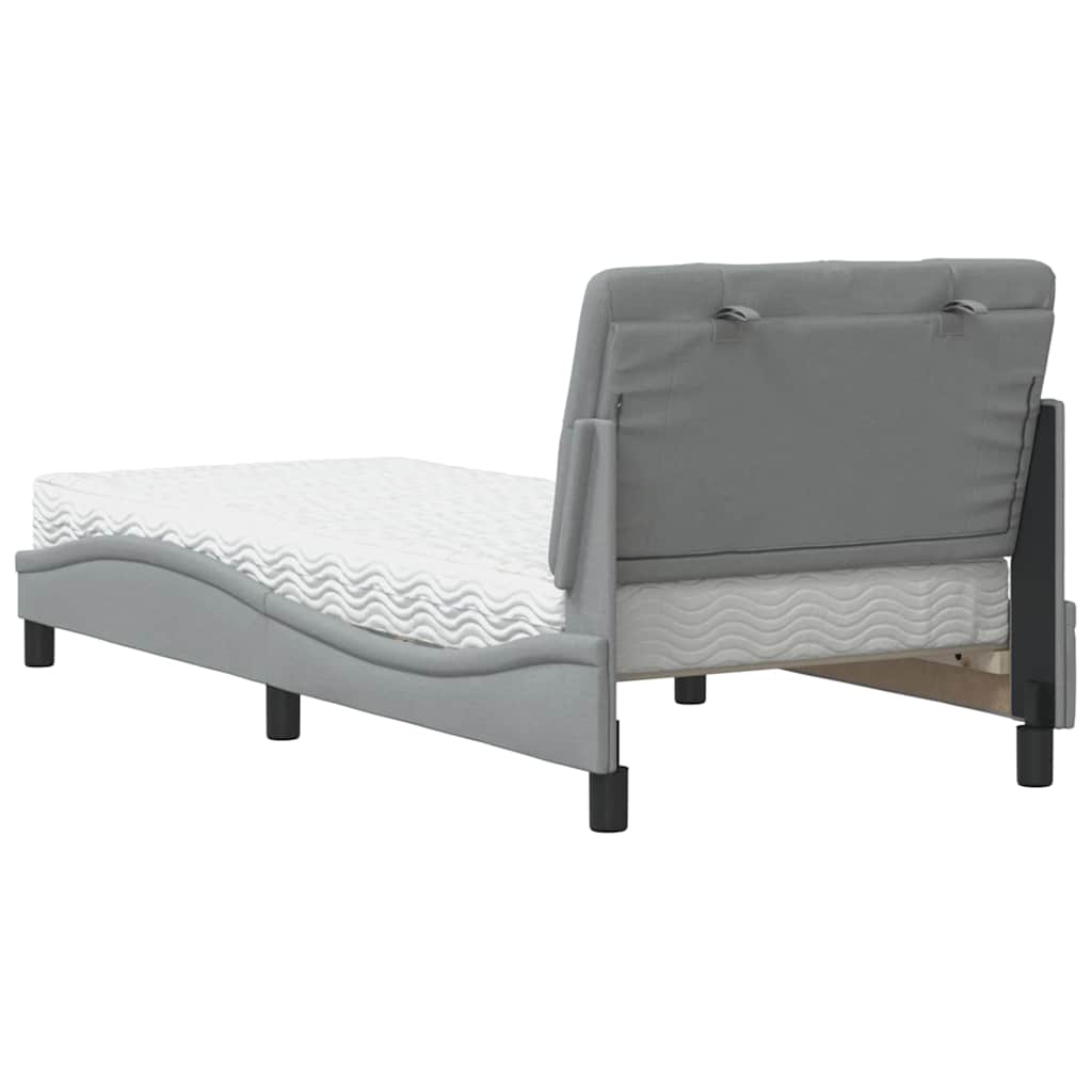 Lit avec matelas gris clair 90x190 cm tissu - XIOS