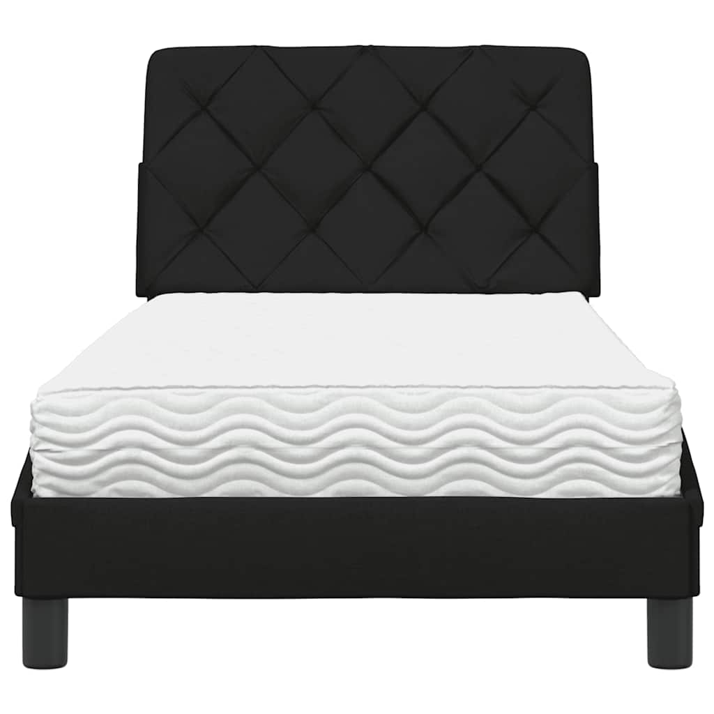 Lit avec matelas noir 90x190 cm tissu - XIOS