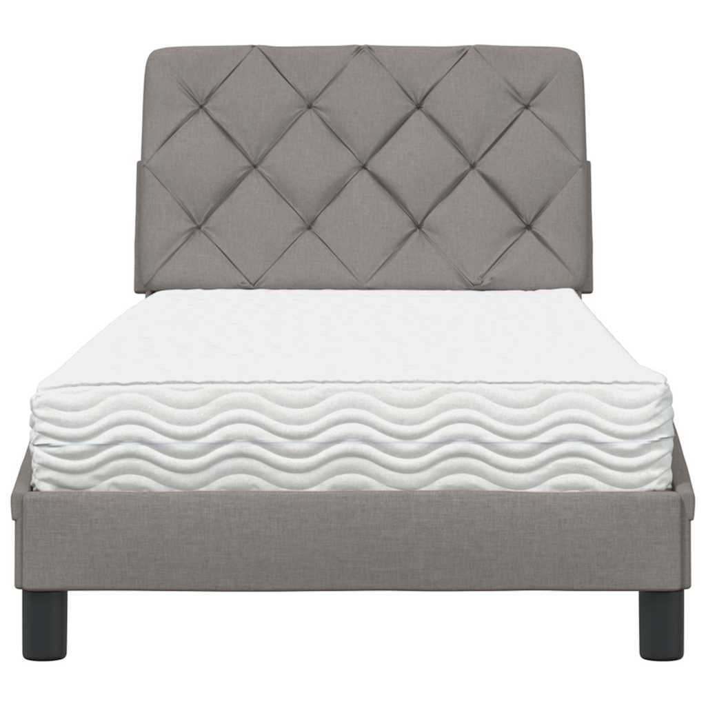 Lit avec matelas taupe 90x190 cm tissu - XIOS