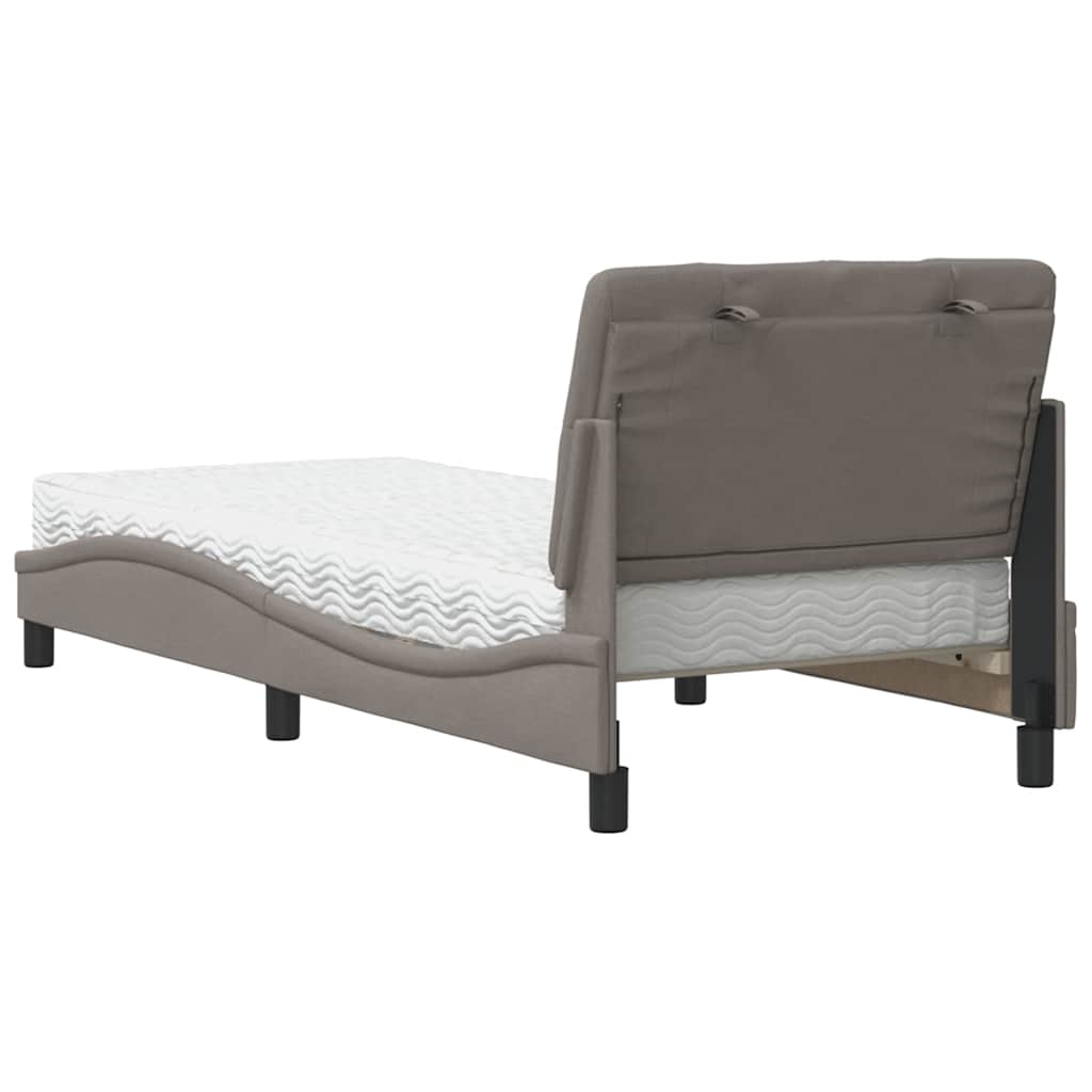 Lit avec matelas taupe 90x190 cm tissu - XIOS