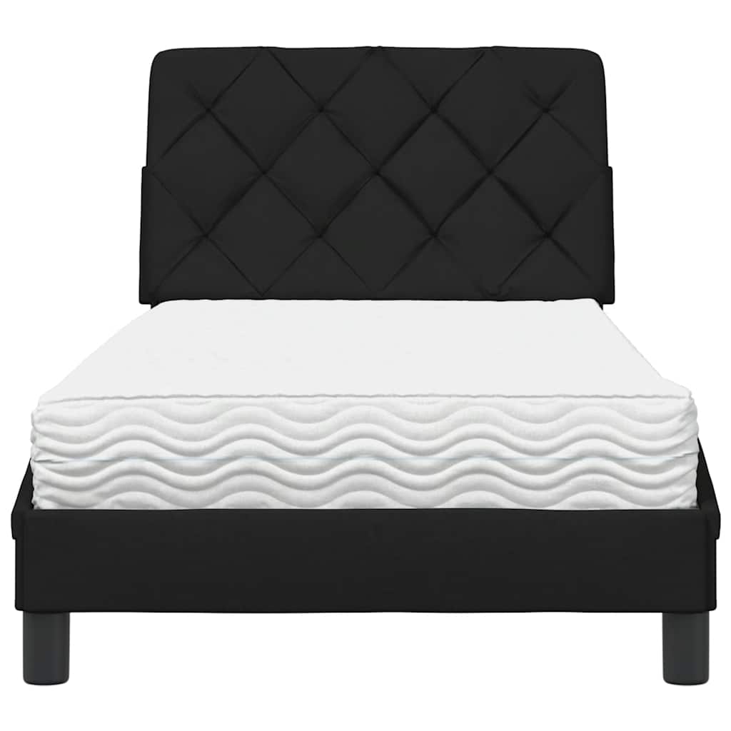 Lit avec matelas noir 90x200 cm tissu - XIOS