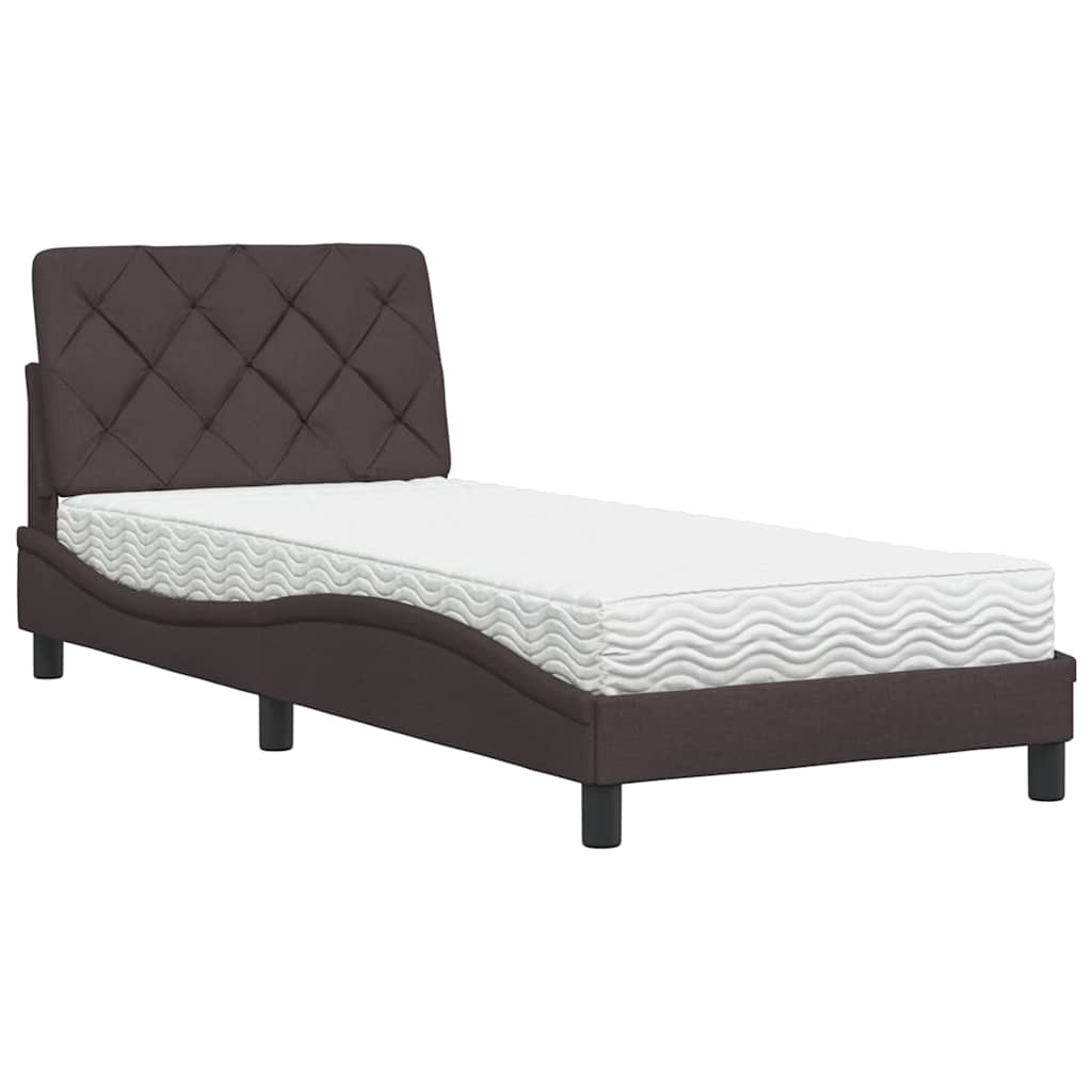 Lit avec matelas marron foncé 90x200 cm tissu - XIOS