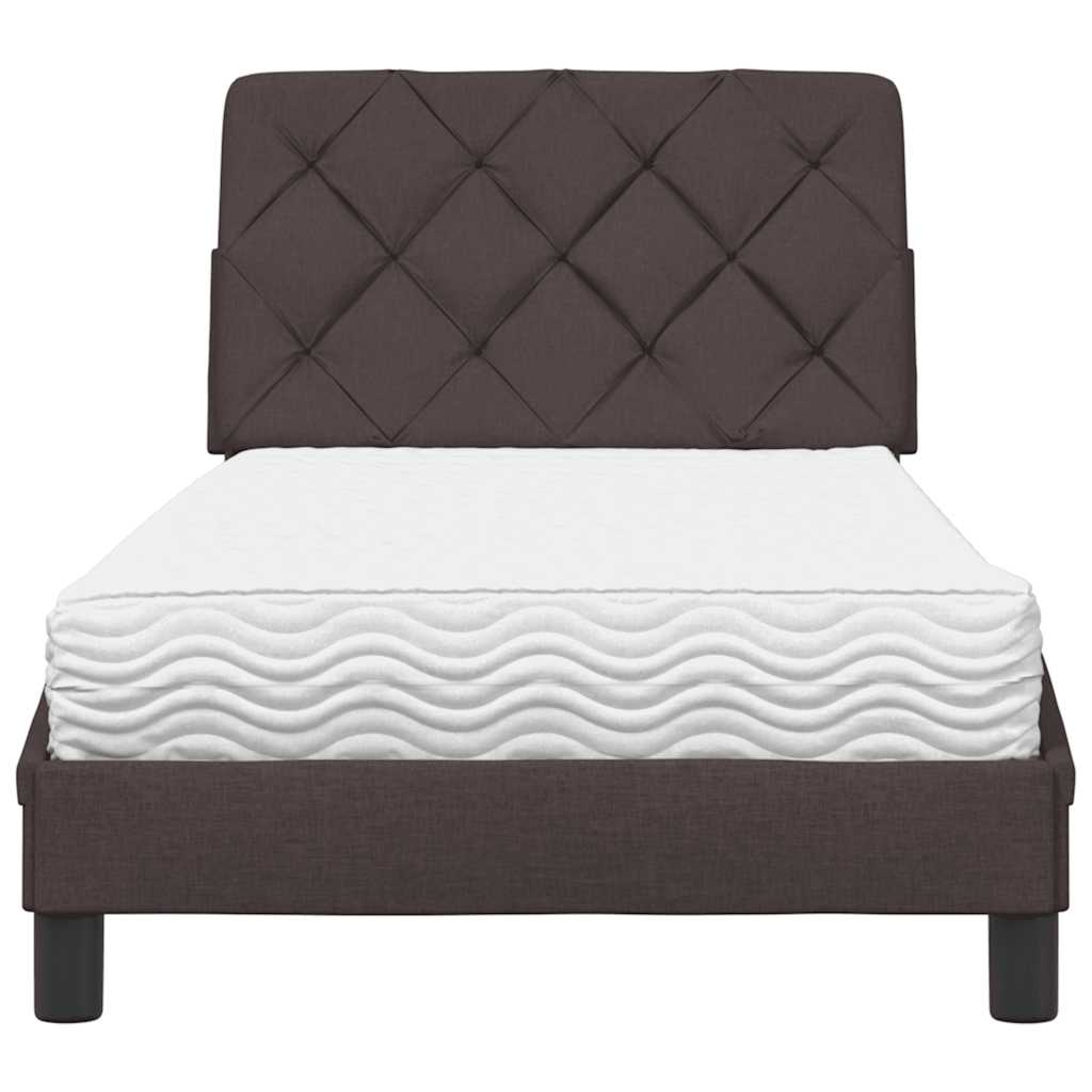 Lit avec matelas marron foncé 90x200 cm tissu - XIOS
