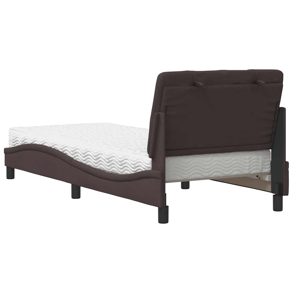 Lit avec matelas marron foncé 90x200 cm tissu - XIOS