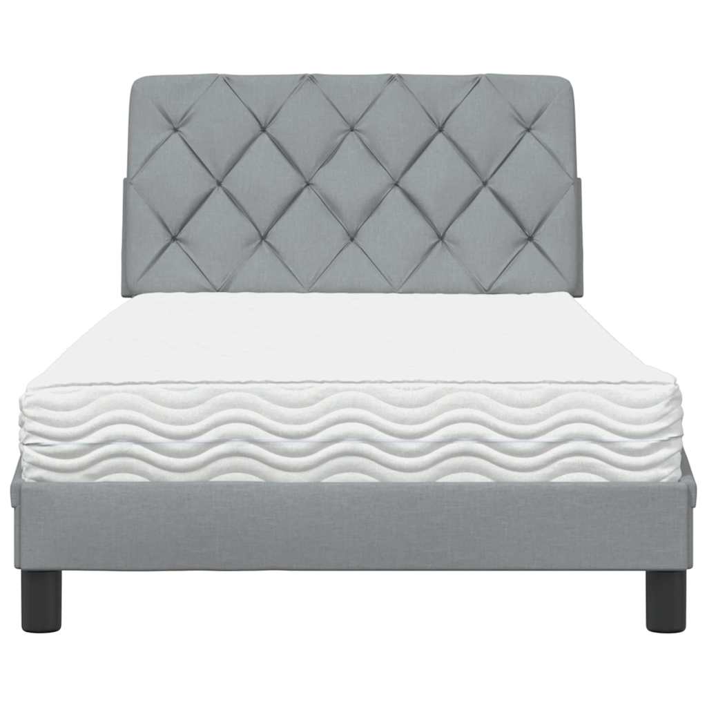 Lit avec matelas gris clair 100x200 cm tissu - XIOS