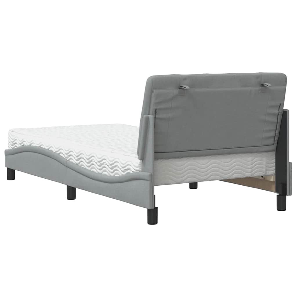 Lit avec matelas gris clair 100x200 cm tissu - XIOS