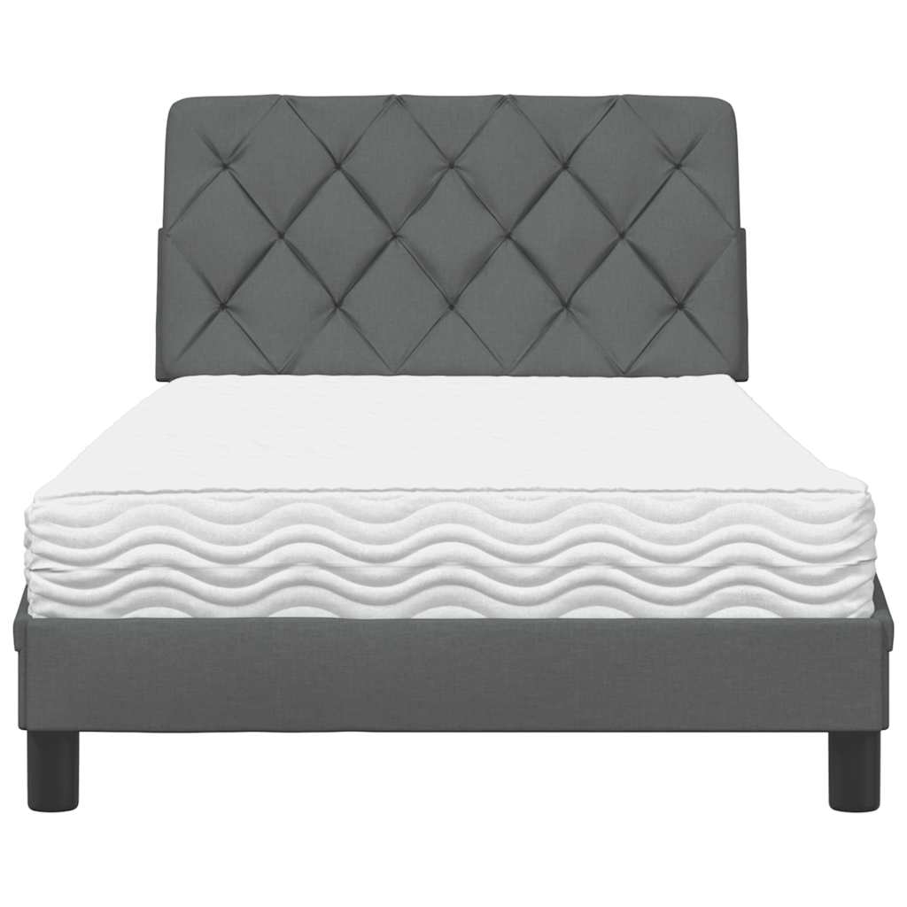 Lit avec matelas gris foncé 100x200 cm tissu - XIOS