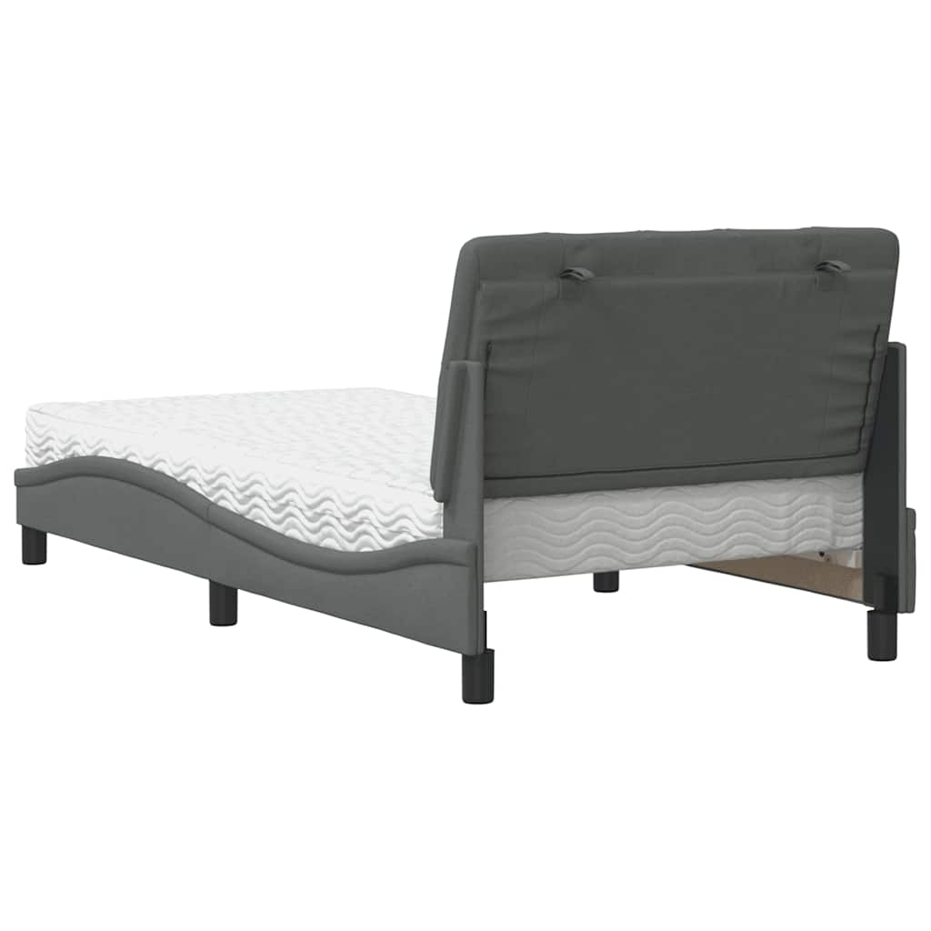 Lit avec matelas gris foncé 100x200 cm tissu - XIOS