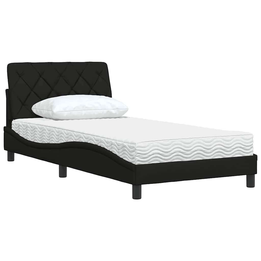 Lit avec matelas noir 100x200 cm tissu - XIOS